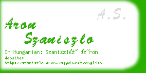 aron szaniszlo business card